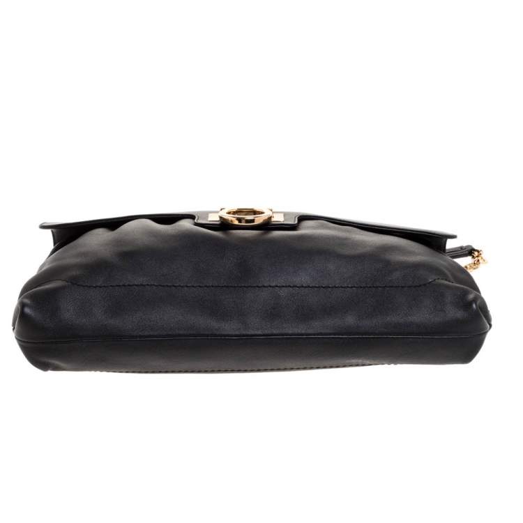 Pre Owned Salvatore Ferragamo Black Leather Shoulder Bag