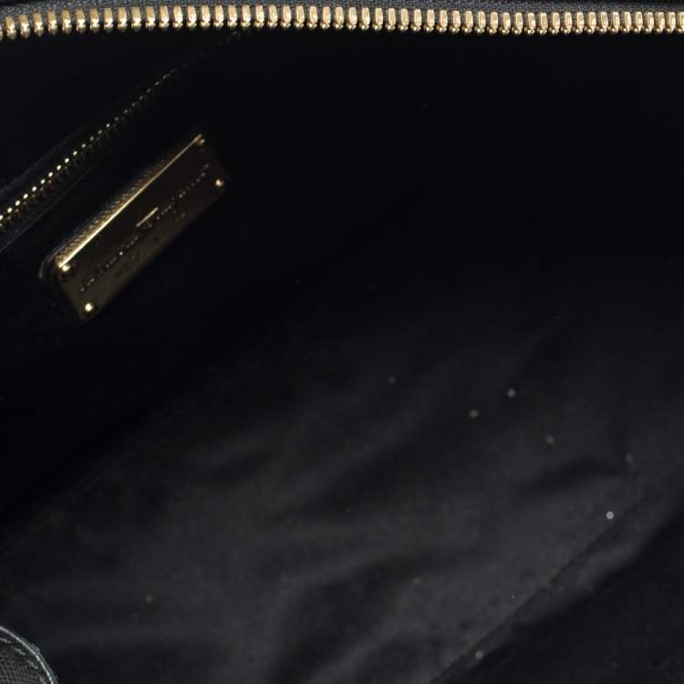Pre Owned Salvatore Ferragamo Black Leather Gancini Boston Bag