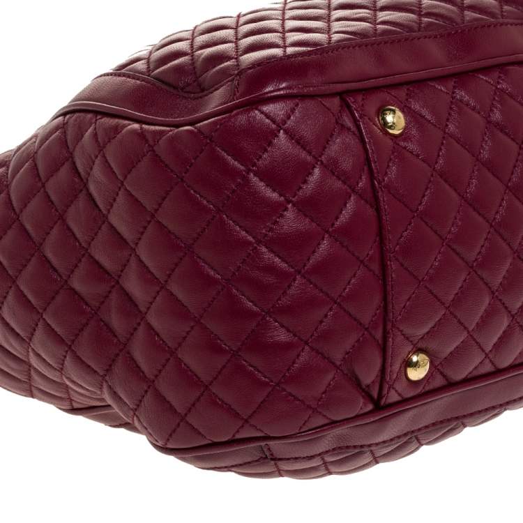 Pre Owned Salvatore Ferragamo Burgundy Leather Betulla Chain Tote 