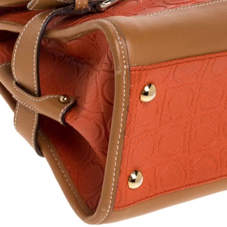 مملوكة مسبقًا Salvatore Ferragamo Orange/Tan Leather Flap Satchel