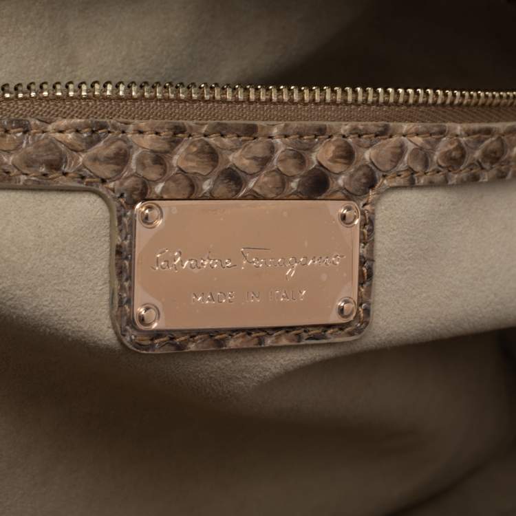 Pre Owned Salvatore Ferragamo Multicolor Python and Leather Clutch