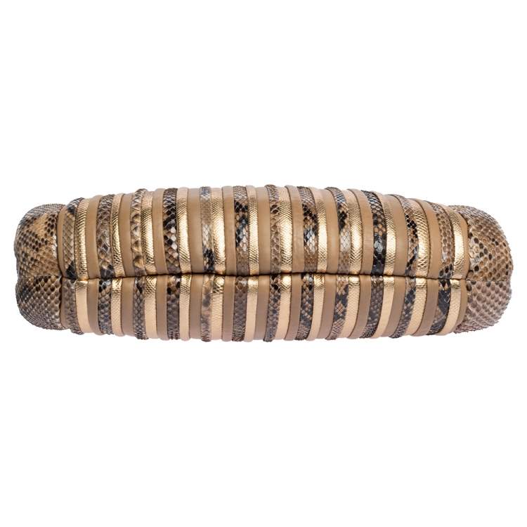 Pre Owned Salvatore Ferragamo Multicolor Python and Leather Clutch