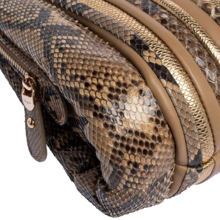 Pre Owned Salvatore Ferragamo Multicolor Python and Leather Clutch