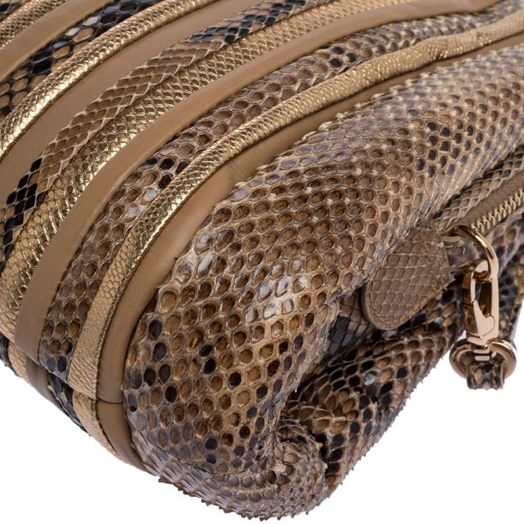 Pre Owned Salvatore Ferragamo Multicolor Python and Leather Clutch