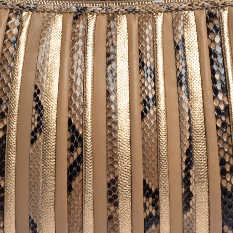 Pre Owned Salvatore Ferragamo Multicolor Python and Leather Clutch