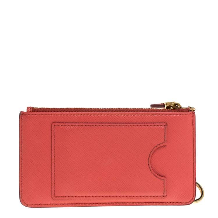 Pre Owned Salvatore Ferragamo Coral Leather Double Gancio Key Pouch