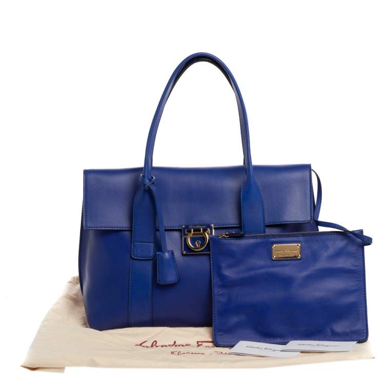 مملوكة مسبقًا Salvatore Ferragamo Blue Leather Sookie Top Handle Bag