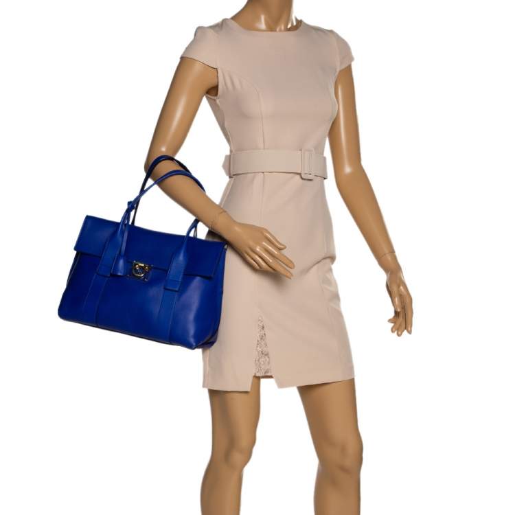 مملوكة مسبقًا Salvatore Ferragamo Blue Leather Sookie Top Handle Bag
