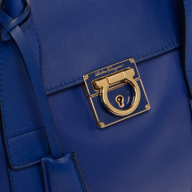 مملوكة مسبقًا Salvatore Ferragamo Blue Leather Sookie Top Handle Bag