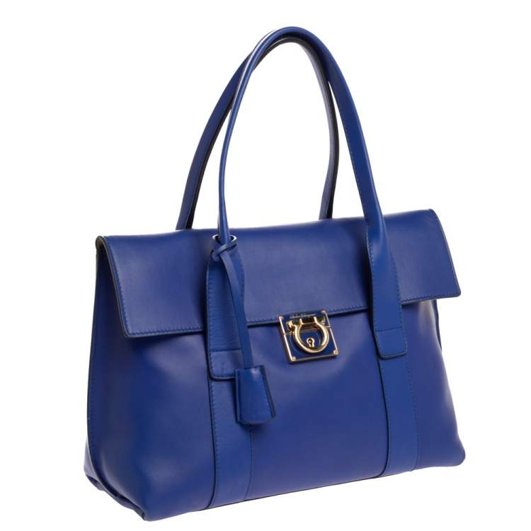 مملوكة مسبقًا Salvatore Ferragamo Blue Leather Sookie Top Handle Bag