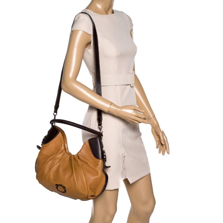 Pre Owned Salvatore Ferragamo Tan/Brown Leather Hobo