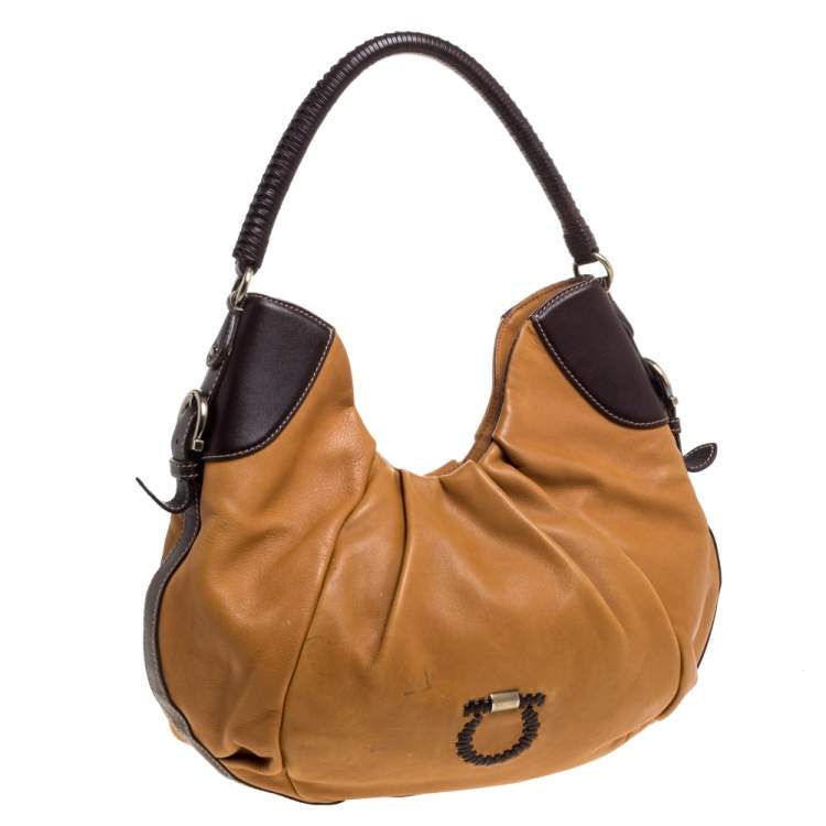 Pre Owned Salvatore Ferragamo Tan/Brown Leather Hobo