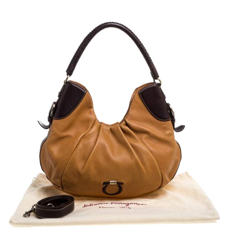 Pre Owned Salvatore Ferragamo Tan/Brown Leather Hobo
