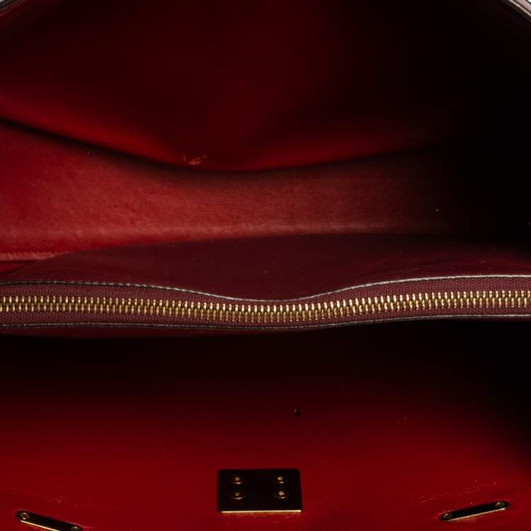 Pre Owned Salvatore Ferragamo Burgundy Leather Marlene Tote