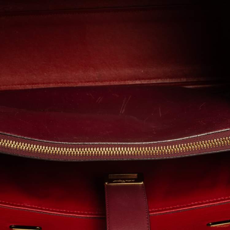 Pre Owned Salvatore Ferragamo Burgundy Leather Marlene Tote