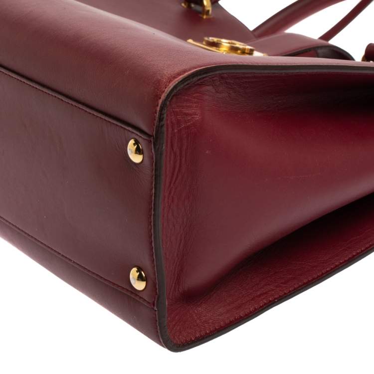Pre Owned Salvatore Ferragamo Burgundy Leather Marlene Tote