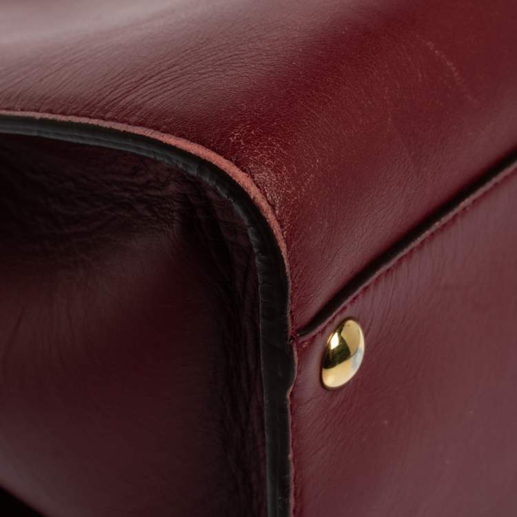 Pre Owned Salvatore Ferragamo Burgundy Leather Marlene Tote