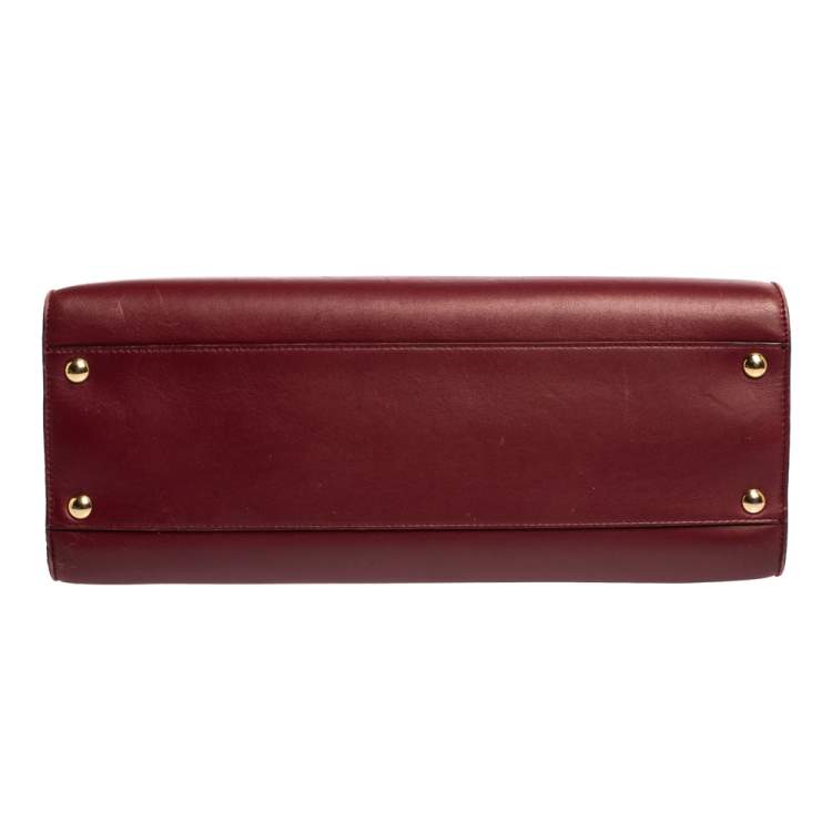 Pre Owned Salvatore Ferragamo Burgundy Leather Marlene Tote