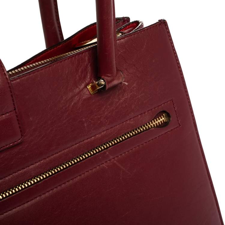 Pre Owned Salvatore Ferragamo Burgundy Leather Marlene Tote