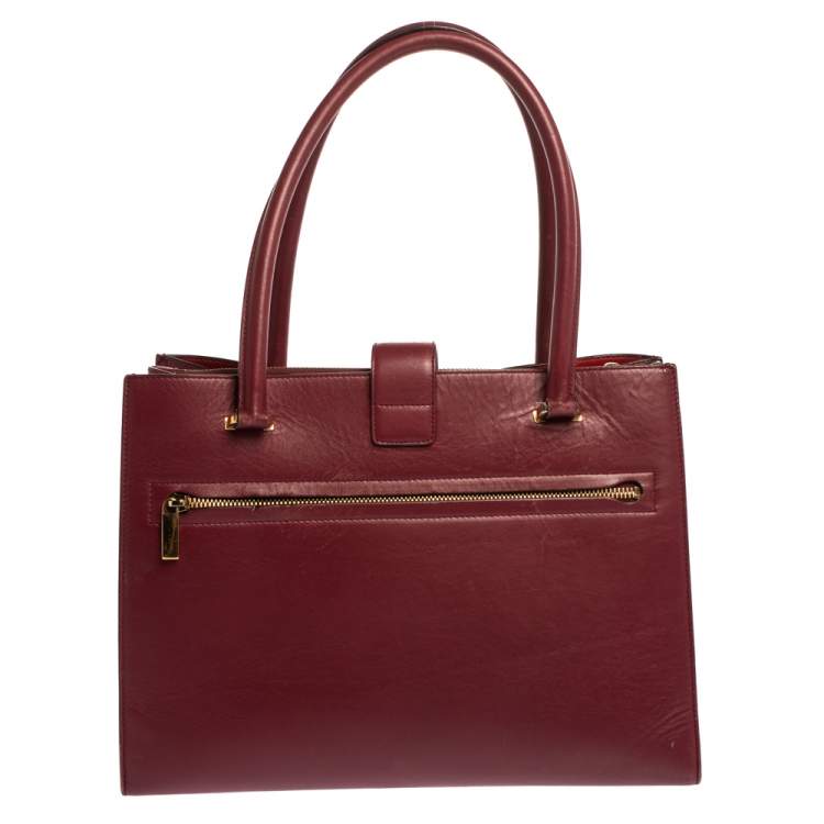 Pre Owned Salvatore Ferragamo Burgundy Leather Marlene Tote