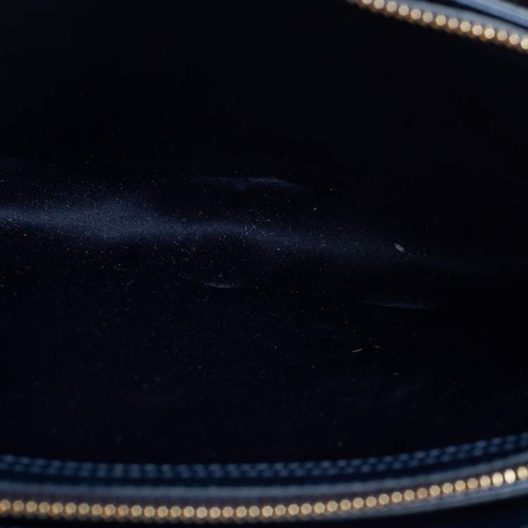 Pre Owned Salvatore Ferragamo Navy Blue Leather Vara Bow Tote