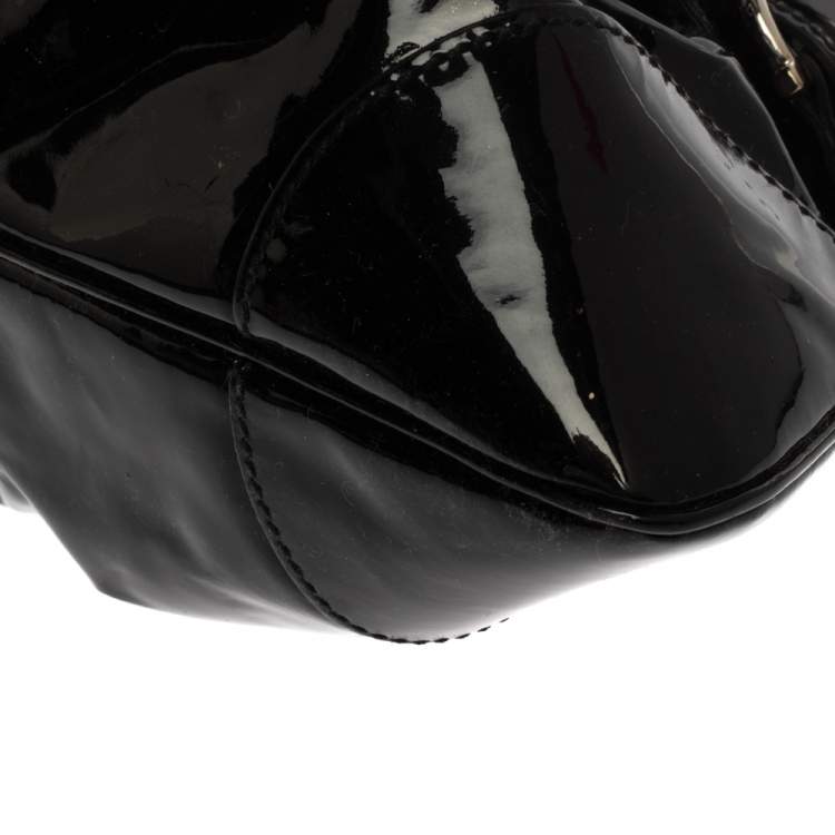 Pre Owned Salvatore Ferragamo Black Patent Leather  Marisa Satchel