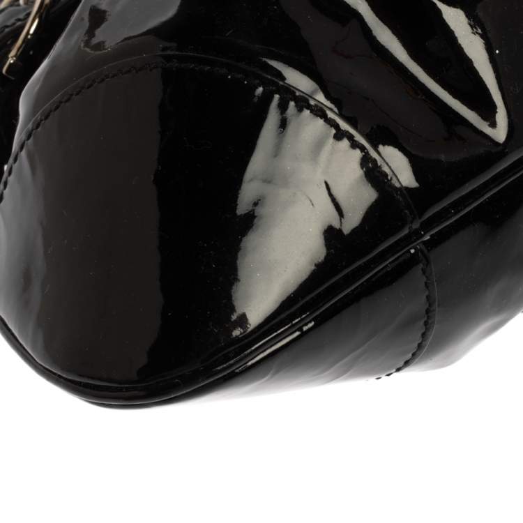 Pre Owned Salvatore Ferragamo Black Patent Leather  Marisa Satchel