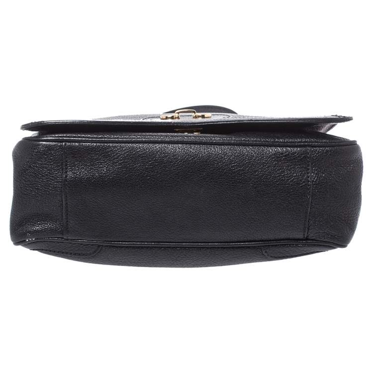 Pre Owned Salvatore Ferragamo Black Leather Gancini Flap Shoulder Bag