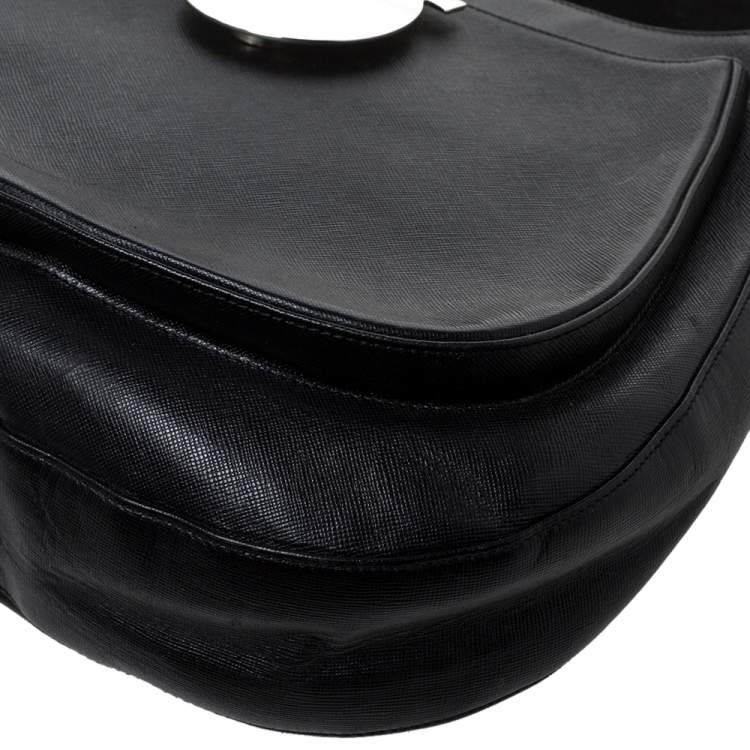 Pre Owned Salvatore Ferragamo Black Leather Hobo