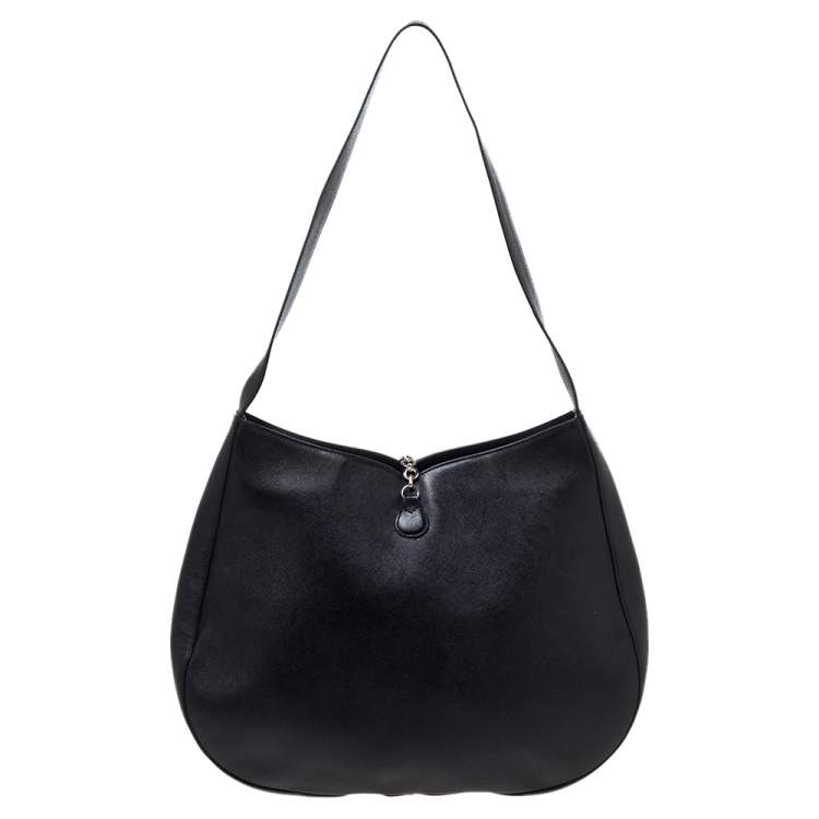 Pre Owned Salvatore Ferragamo Black Leather Hobo