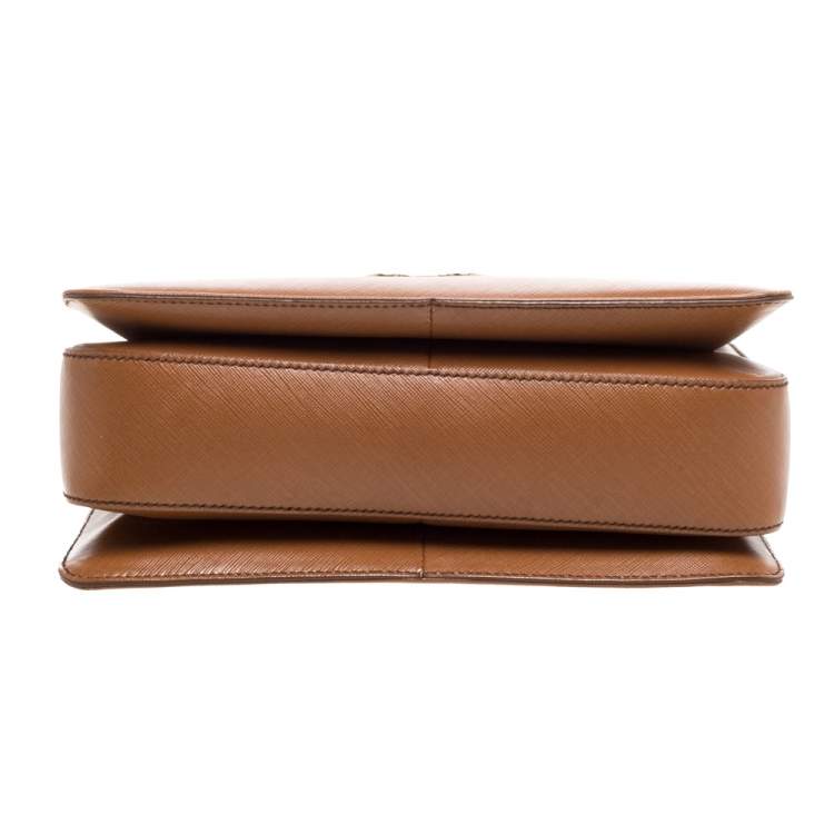 Pre Owned Salvatore Ferragamo Tan Leather Double Gancio Top Handle Bag
