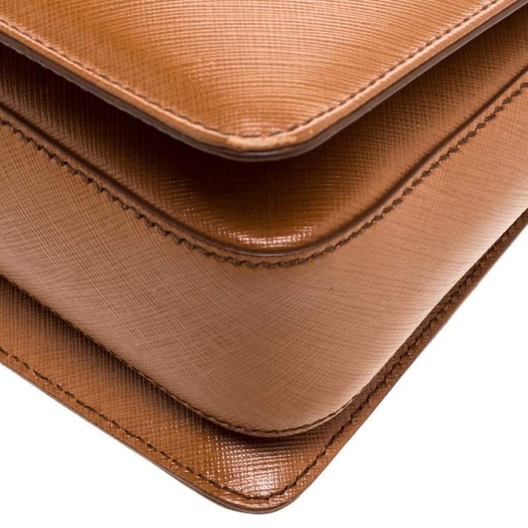 Pre Owned Salvatore Ferragamo Tan Leather Double Gancio Top Handle Bag