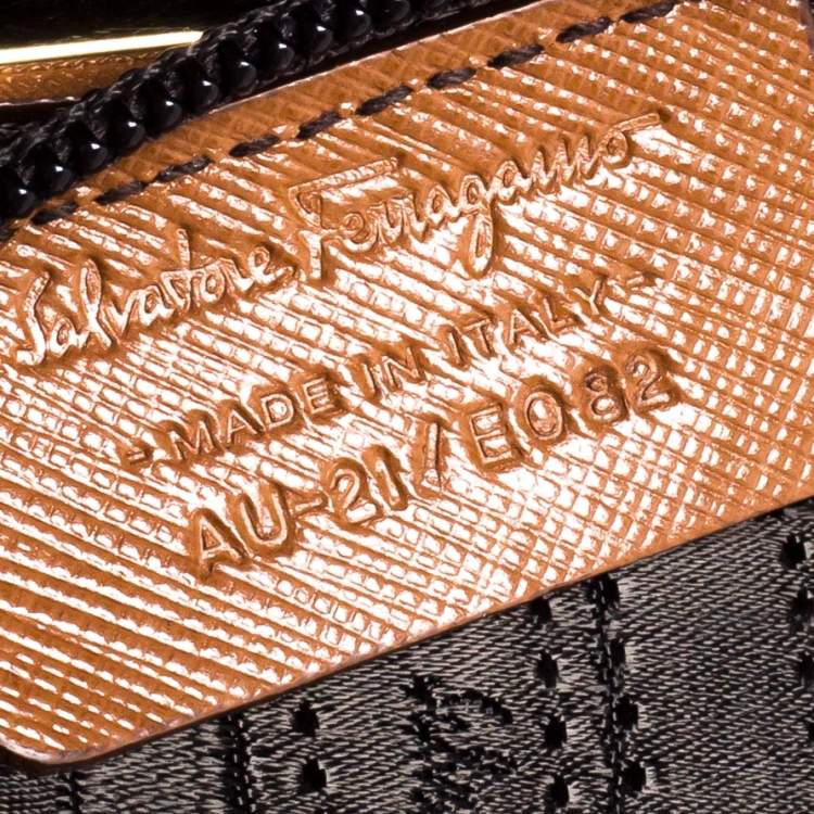 Pre Owned Salvatore Ferragamo Tan Leather Double Gancio Top Handle Bag