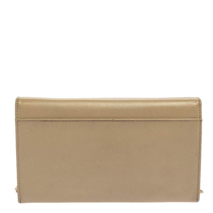 Pre Owned Salvatore Ferragamo Beige Leather Gancini Chain Bag