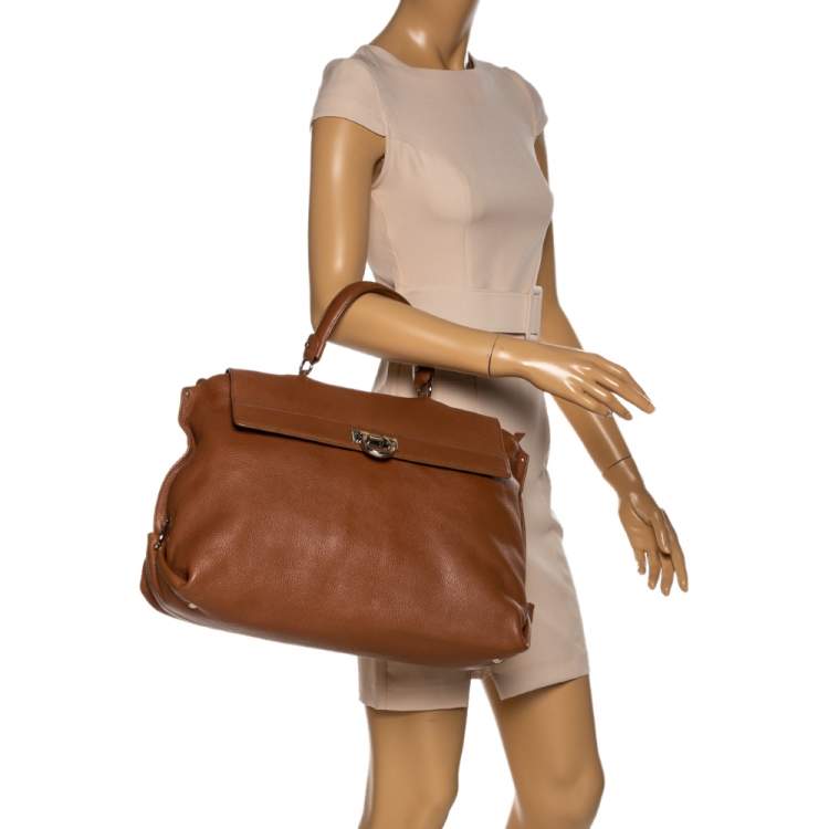 Pre Owned Salvatore Ferragamo Brown Leather Sofia Satchel 