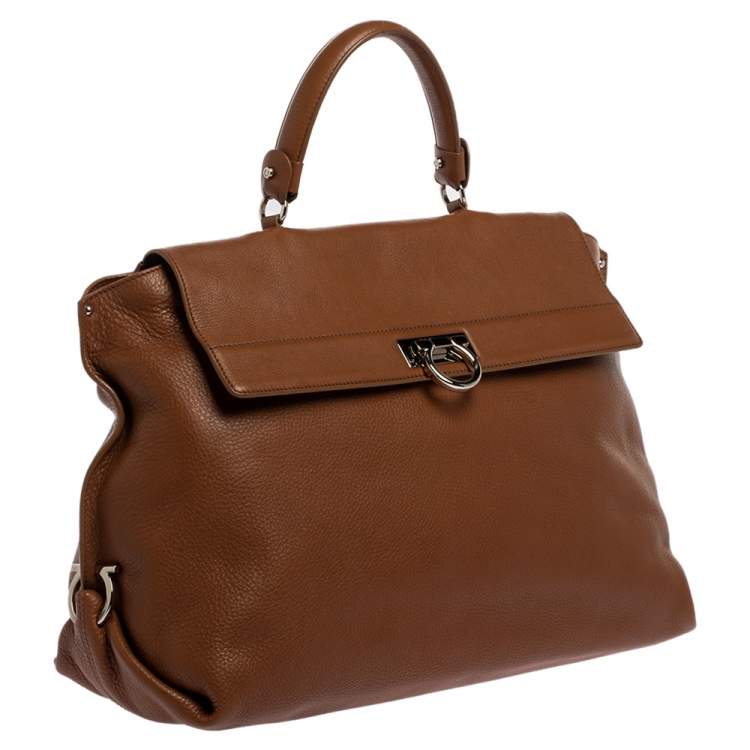 Pre Owned Salvatore Ferragamo Brown Leather Sofia Satchel 