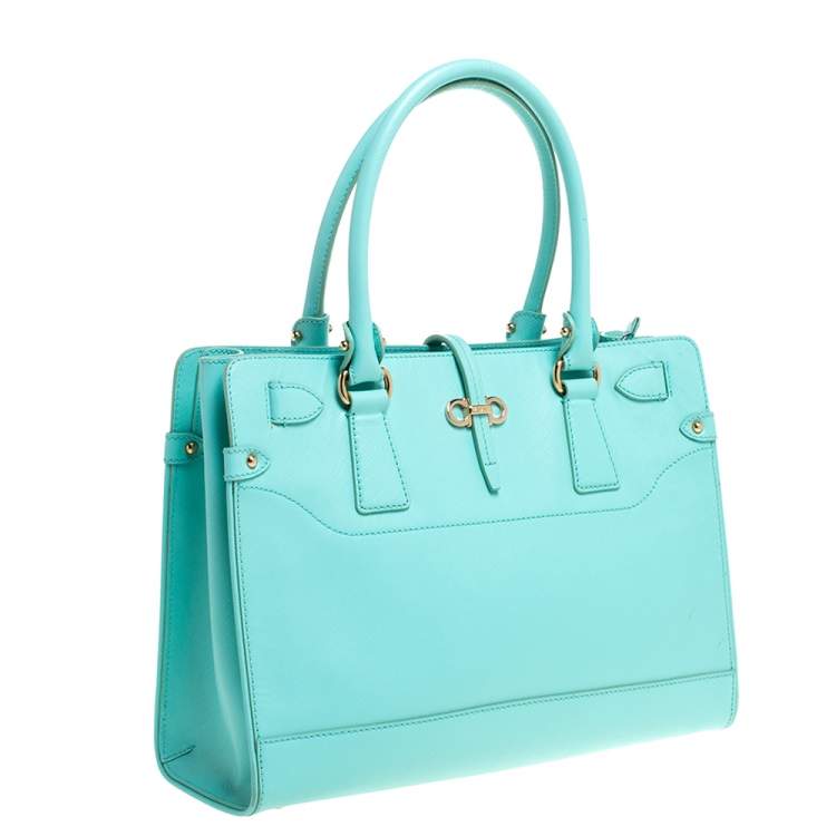 مملوكة مسبقًا Salvatore Ferragamo Turquoise Leather Briana Tote