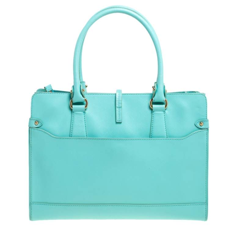 مملوكة مسبقًا Salvatore Ferragamo Turquoise Leather Briana Tote