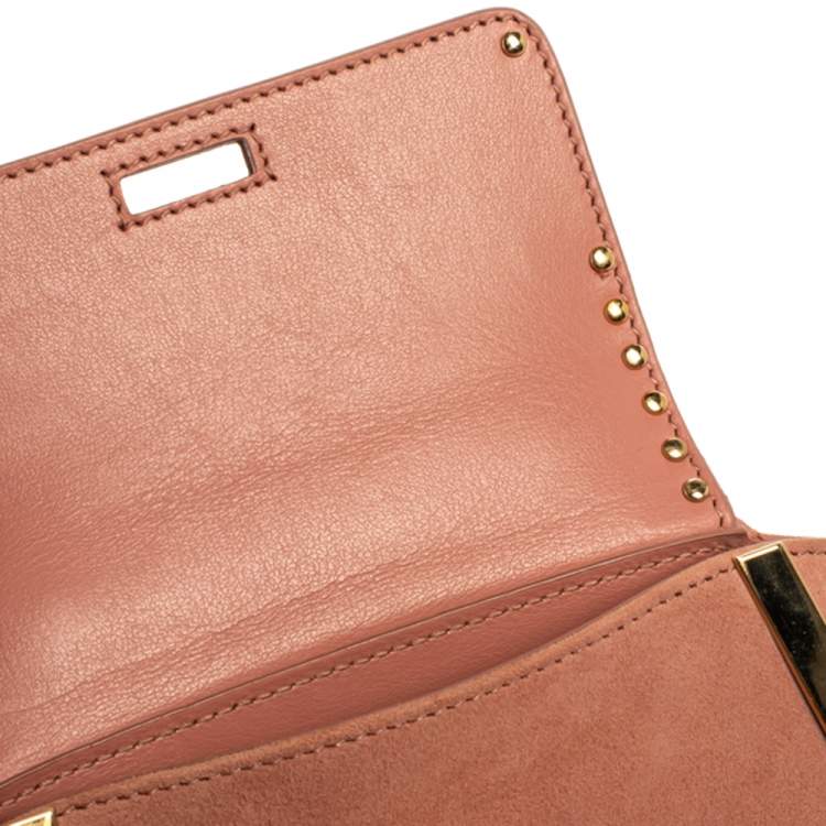 Pre Owned Salvatore Ferragamo Pink Suede and Metal Mini Sofia Top Handle Bag