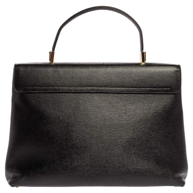 Pre Owned Salvatore Ferragamo Black Leather Top Handle Bag