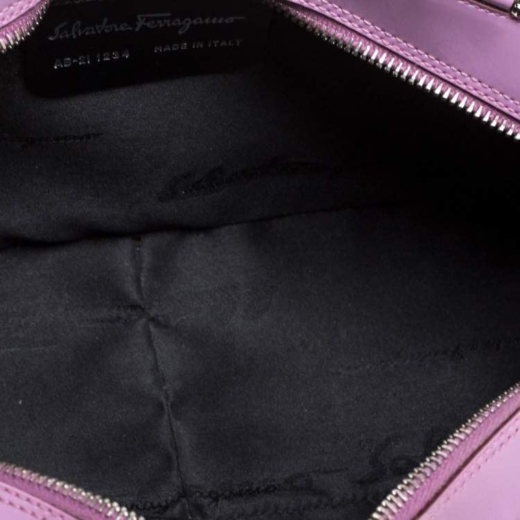 Pre Owned Salvatore Ferragamo Lavender Lizard and Leather Satchel
