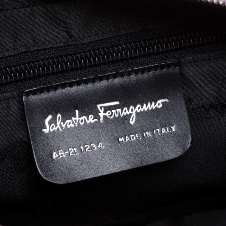 Pre Owned Salvatore Ferragamo Lavender Lizard and Leather Satchel