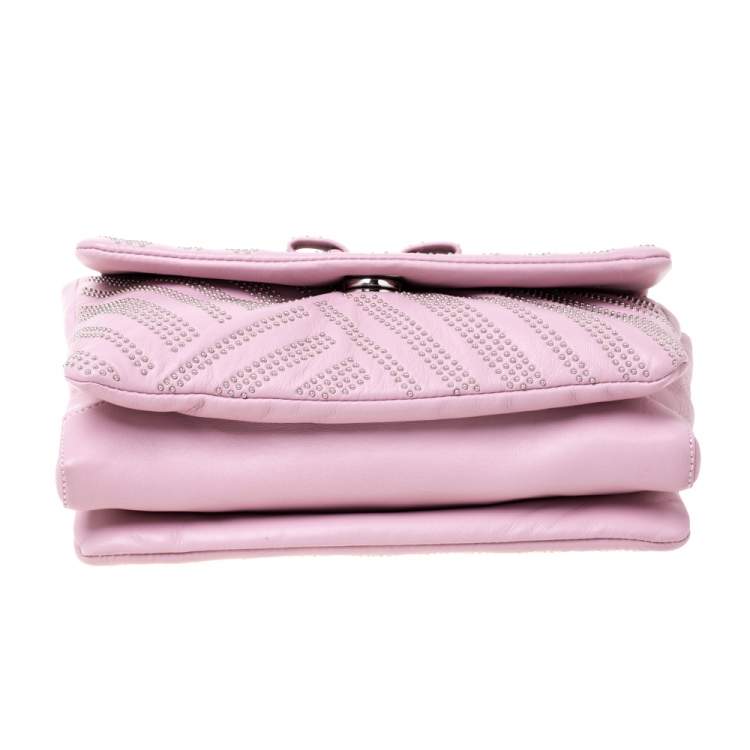 Pre Owned Salvatore Ferragamo Pink Studded Leather Ginny Shoulder Bag