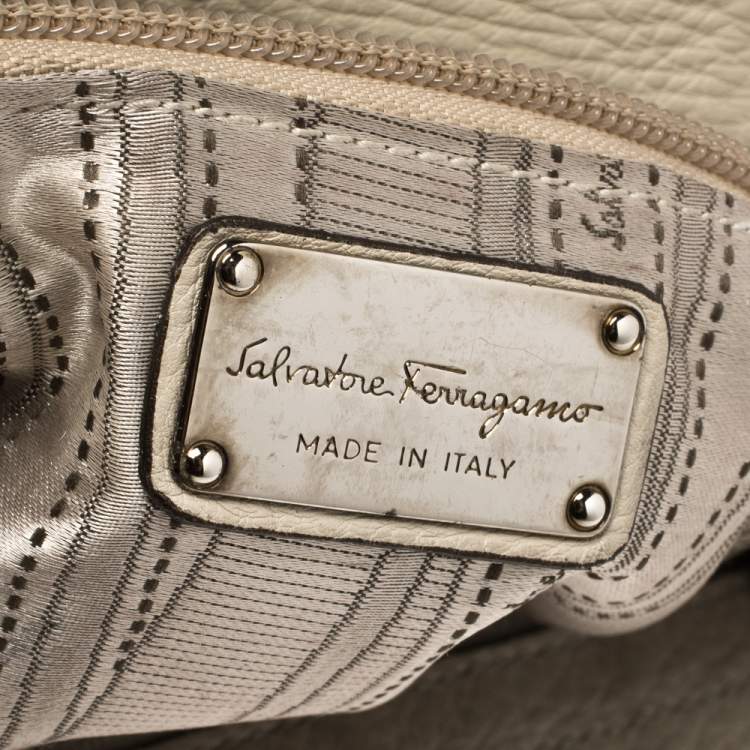 Pre Owned Salvatore Ferragamo Beige Leather Large Sofia Top Handle Bag
