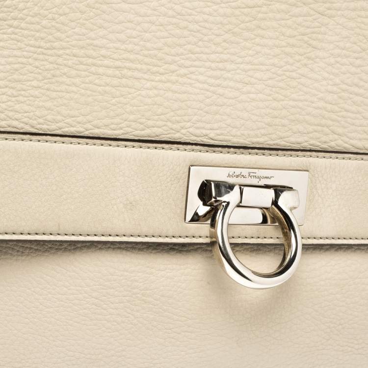 Pre Owned Salvatore Ferragamo Beige Leather Large Sofia Top Handle Bag