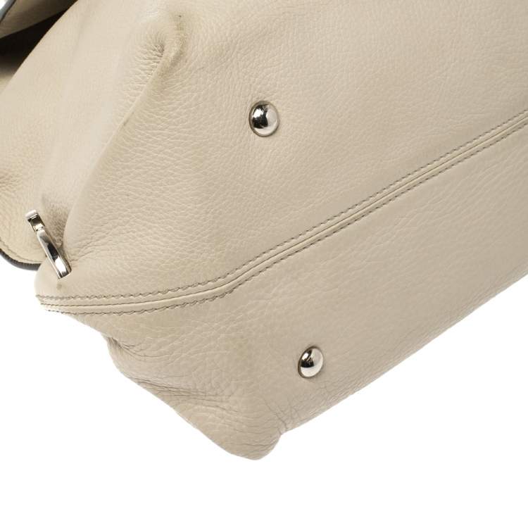 Pre Owned Salvatore Ferragamo Beige Leather Large Sofia Top Handle Bag