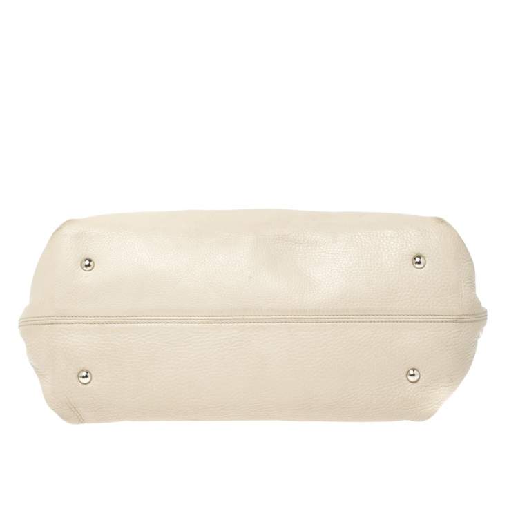 Pre Owned Salvatore Ferragamo Beige Leather Large Sofia Top Handle Bag