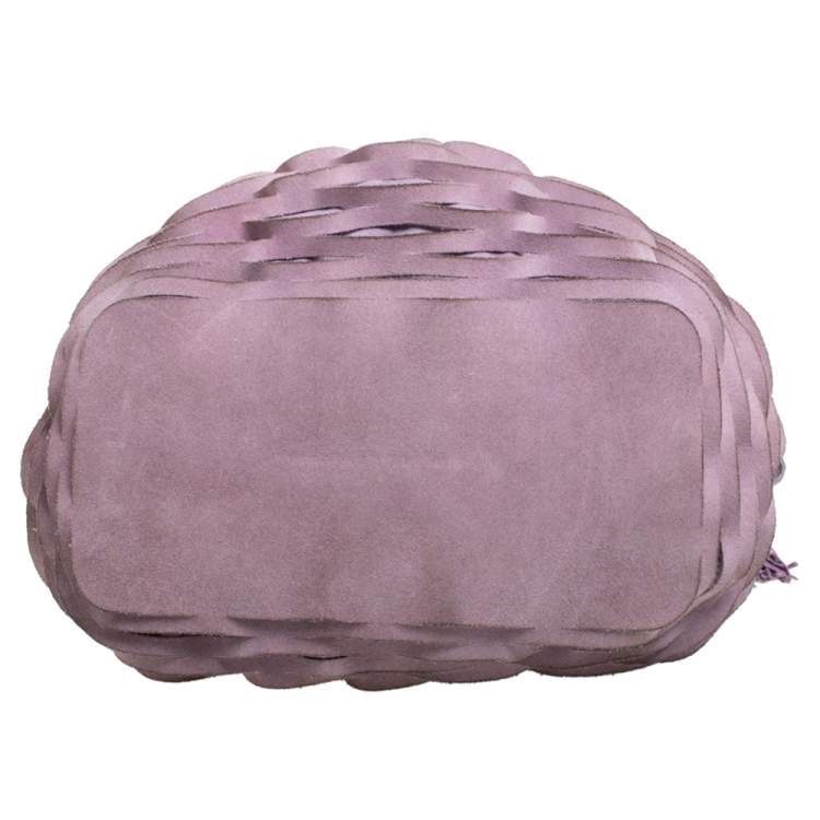 Pre Owned Salvatore Ferragamo Lavender Caged Leather and Suede Ring Handle Bag