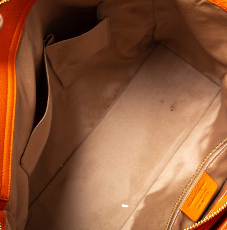 Pre Owned Salvatore Ferragamo Orange Leather Gancio Tote