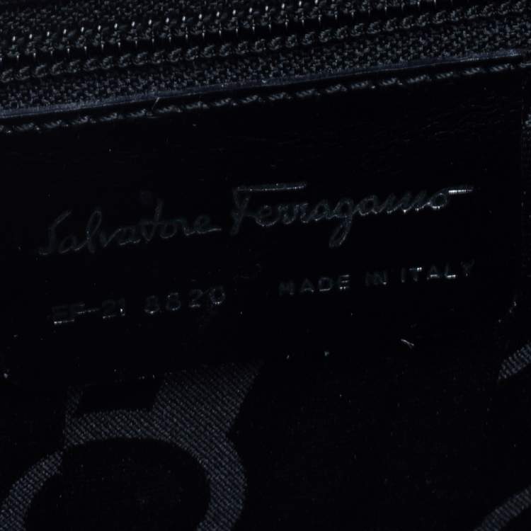 Pre Owned Salvatore Ferragamo Grey Fabric and Leather Pocket Bar Tote